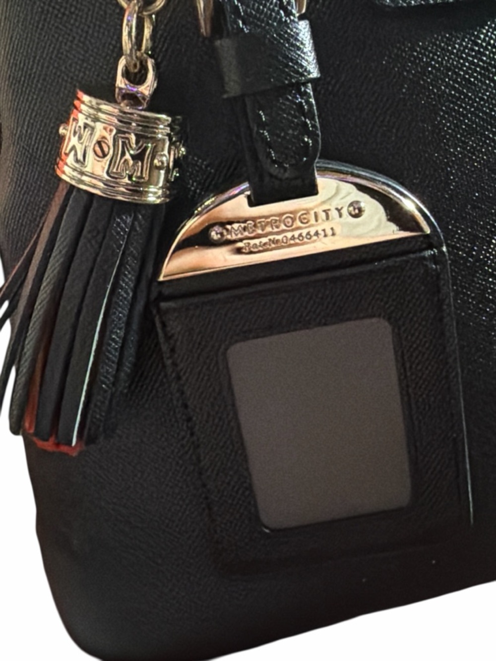 NWOT Metrocity Milano Black Saffiano Leather Dome Satchel Bag - Picture 3 of 7